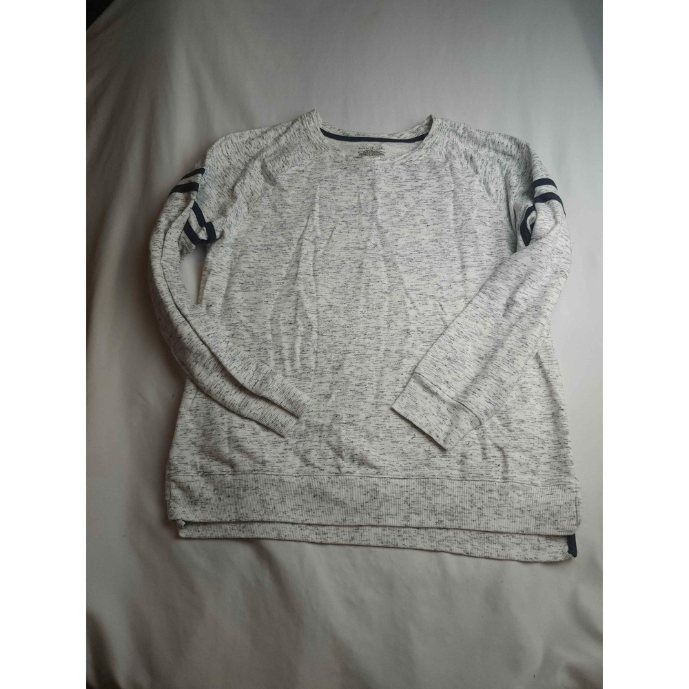 Bobbie Brooks Womens XL Space Dye Sweatshirt Grey Navy Stripe Raglan Sleeve